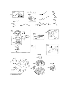 Rewind Starter/Blower Housing Diagram and Parts List for 120500 0015-0354 Briggs and Stratton Engine